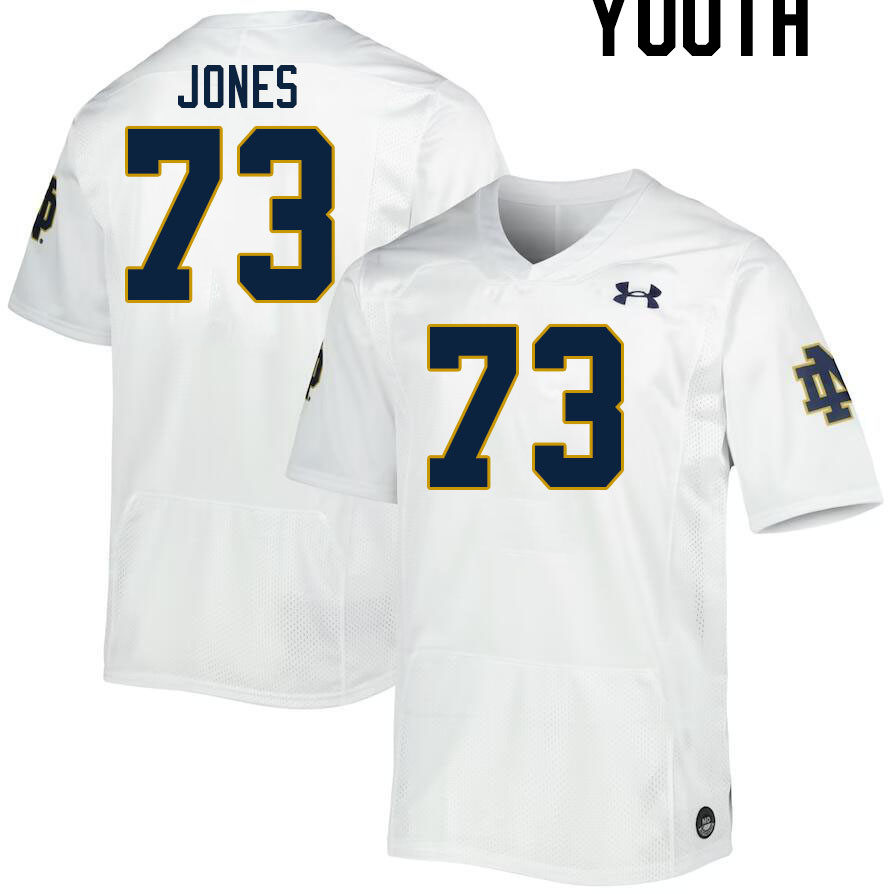 Youth #73 Peter Jones Notre Dame Fighting Irish College Football Jerseys Stitched-White